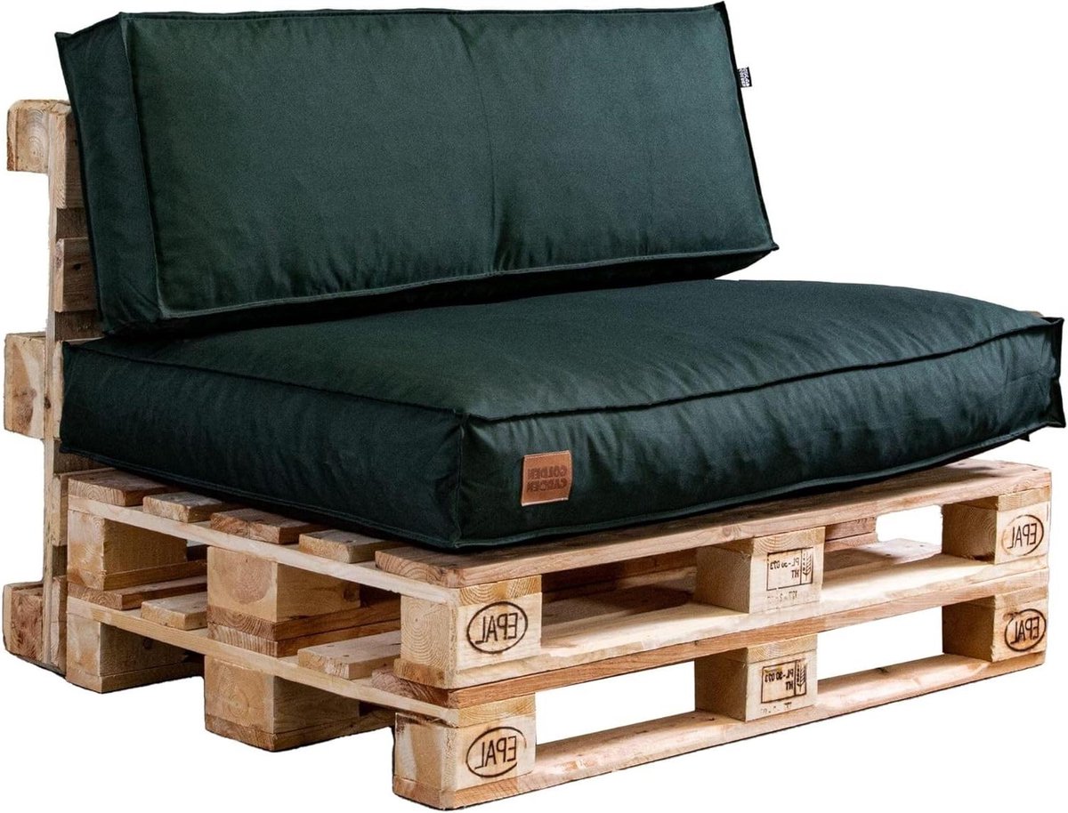 Tuinkussen set - Palletkussens - Loungen buiten - Waterafstotende stof - 120x65x10 cm - Flessengroen