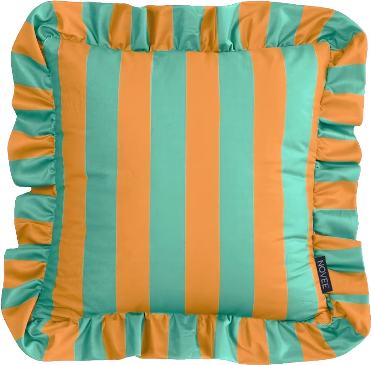 NOVÉE Sierkussen Ruffles Stripe Groen/Geel | 45x45 cm | Katoen/Polyester