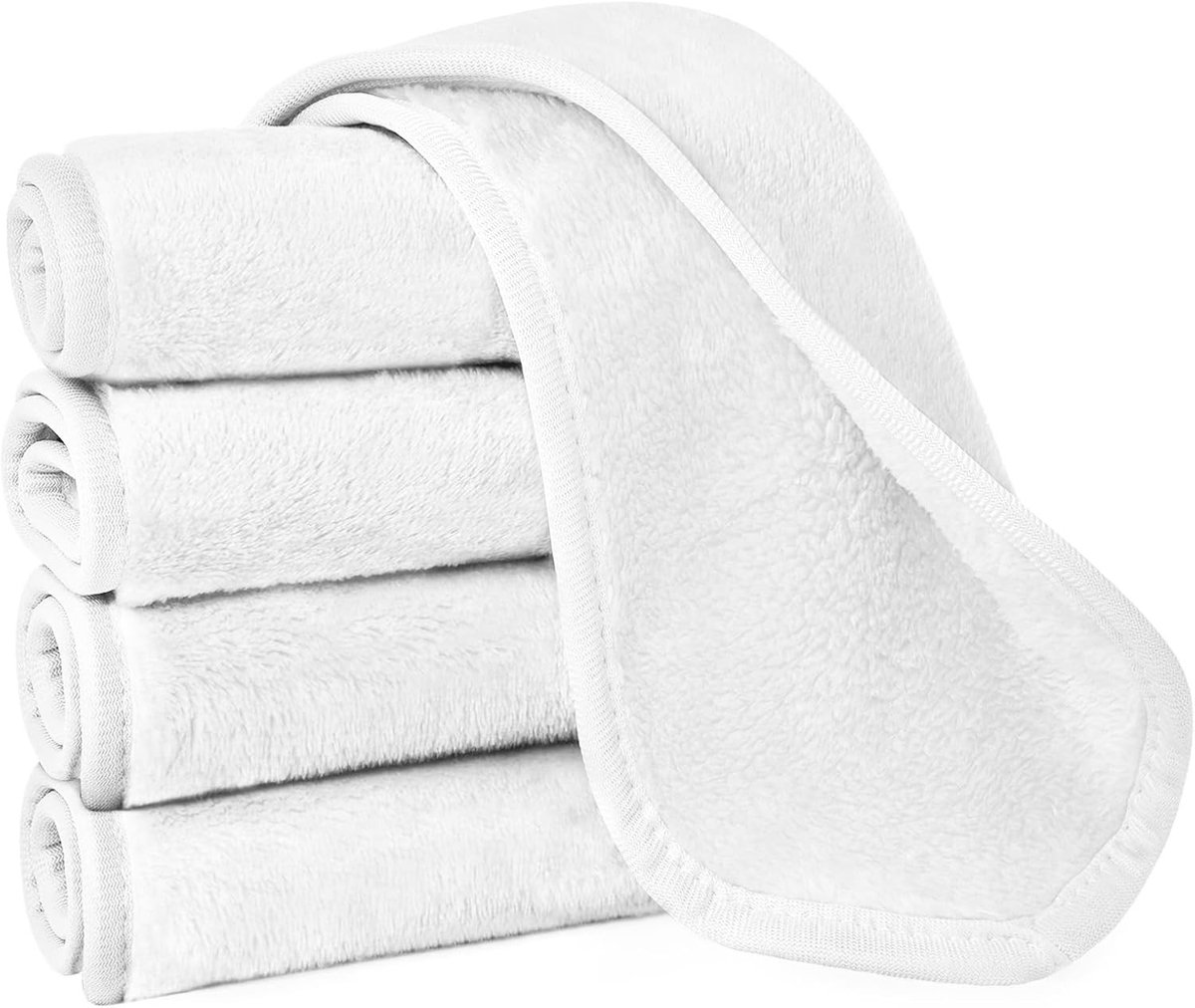 Zachte en Herbruikbare Microfiber Gezichtsdoekjes voor Make-up Verwijderen - Wasbare Reinigingsdoekjes (Wit, 5 Stuks)