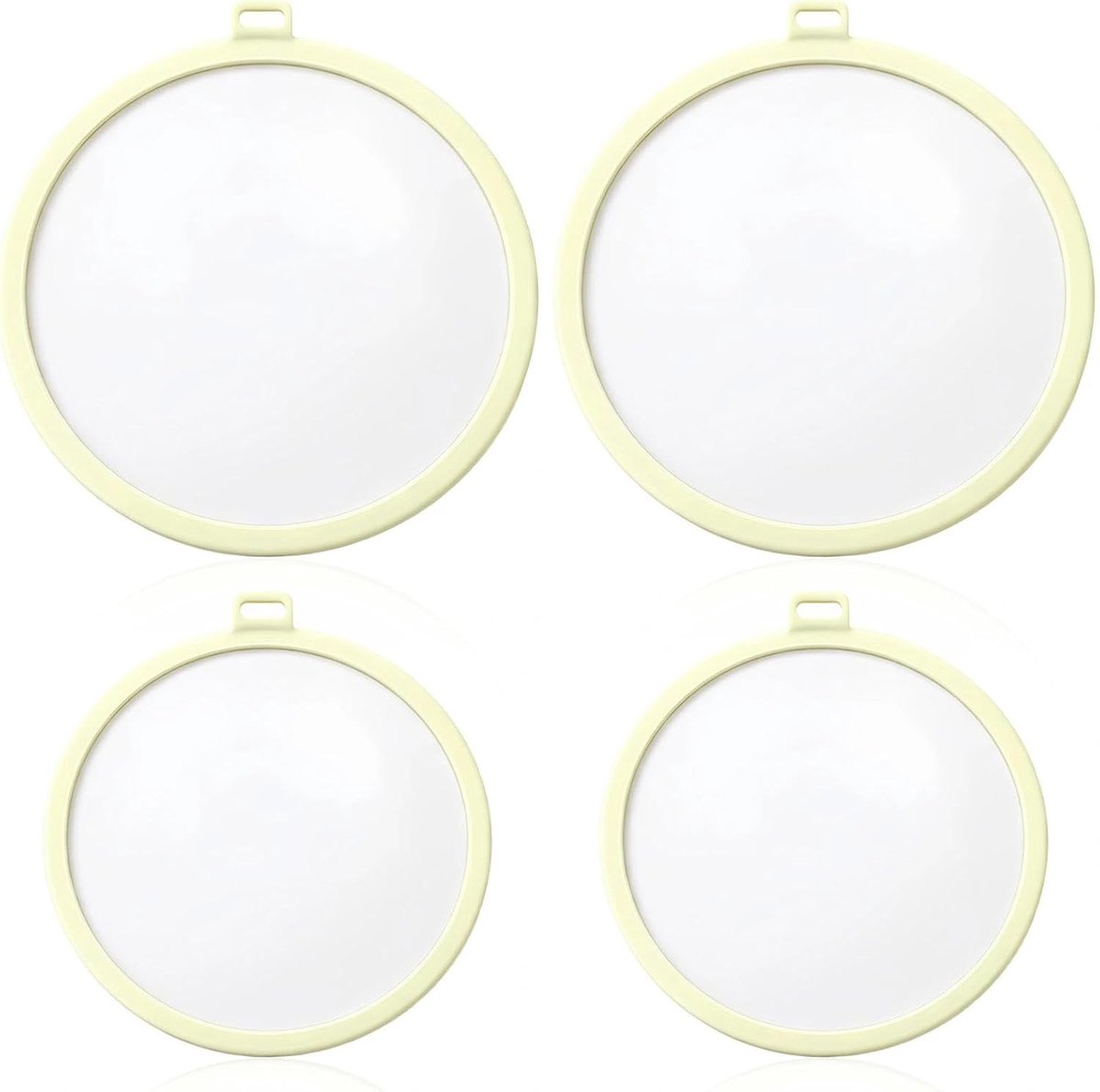 Deksel voor kwartsbekers en yoghurtbekers, onderdrukafdichting voor voedselopslag, geschikt voor platte gerechten tot 20 cm diameter, wit en duurzaam ontwerp
