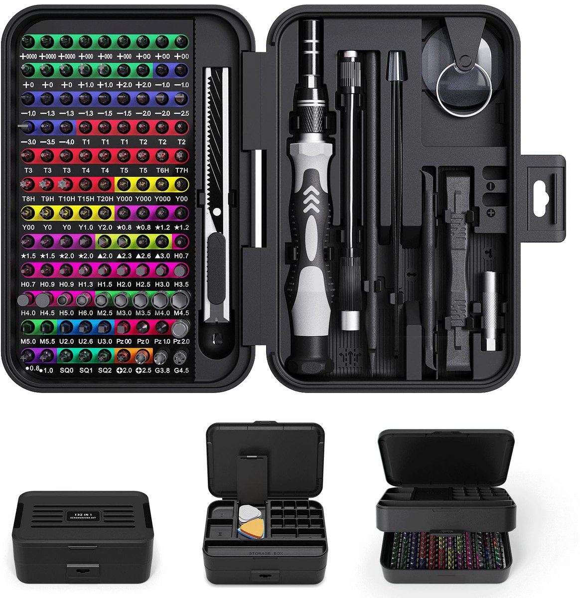 Precisiegereedschapset - 132-delige set - Magnetische precisieschroevendraaierset - Universeel type - Schroevendraaierset - Geschikt voor computers, mobiele telefoons, brillen en horloges - Krachtig
