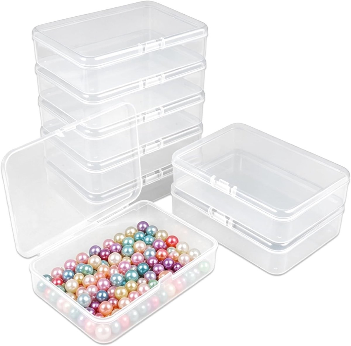 8 Stuks Transparante Opbergdozen met Scharnierend Deksel voor Sieraden en Kleine Voorwerpen, Ideaal voor Accessoires en Organisatie
