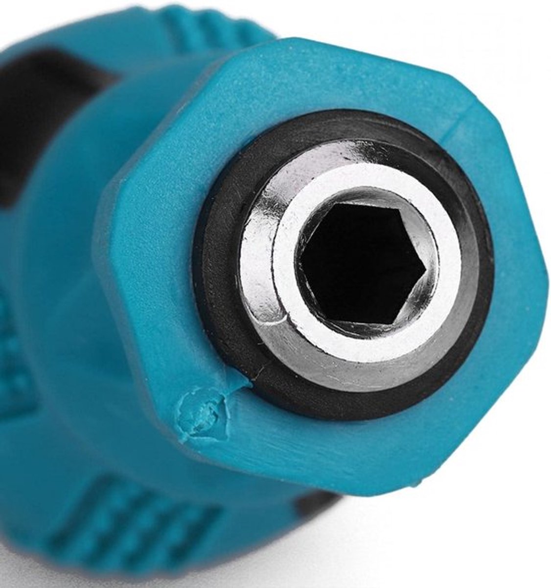 Dubbele sleufbits schroevendraaier met korte magnetische punt, chroom-vanadiumstaal en ergonomisch TRP plastic handvat, ideaal voor smalle ruimtes bij klussen thuis