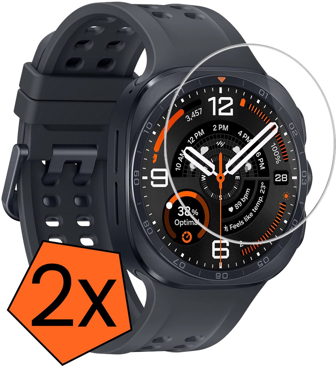 Screenprotector - 2 Stuks - Geschikt voor Samsung Watch Ultra 2 - Sterk & Shockproof - Tempered Glass - Gehard Glas - Beschermglas Screen - Bescherm Protector - Cover voor Smartwatch