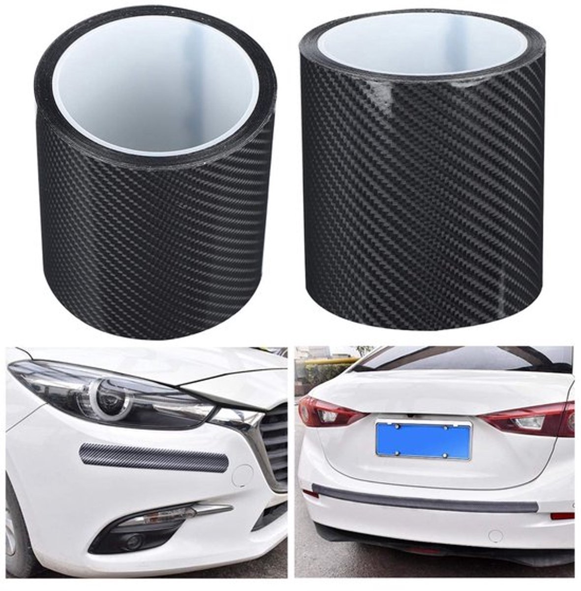 Universele Auto Deur Randbeschermer Anti-kras Kofferbak Bumper Sticker Zwart Koolstofvezel Beschermfolie Voor Vrachtwagens Motorfiets Auto (10cm*3m)
