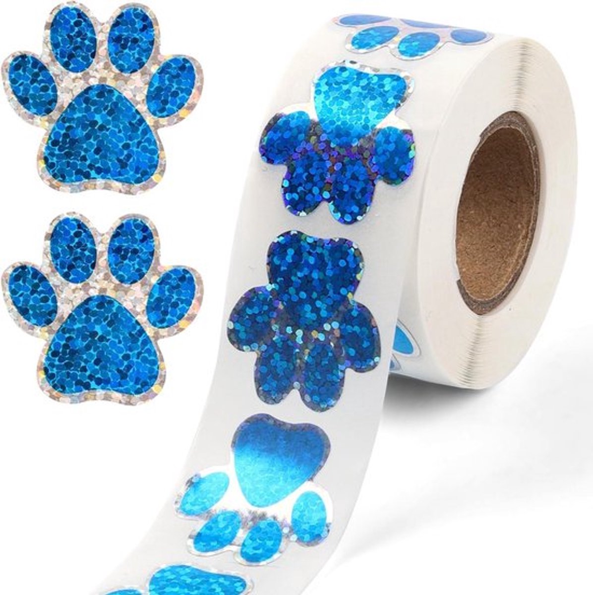 Pootafdrukstickers - Hond - Zelfklevend - 2,5 cm - Envelopzegels - Mailing Kantoor Kamer Feestdecoratie - Geschikt voor Puppypootafdrukken - Blauw 500 Stuks.