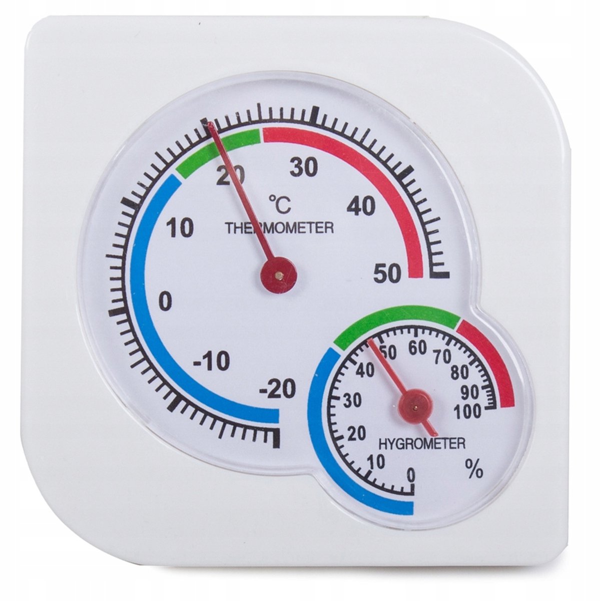 Thermometer - Hygrometer - Vochtmeter - Analoge thermometer - Temperatuurmeter - Koelkastthermometer - Met standaard - Wit - Jonyx