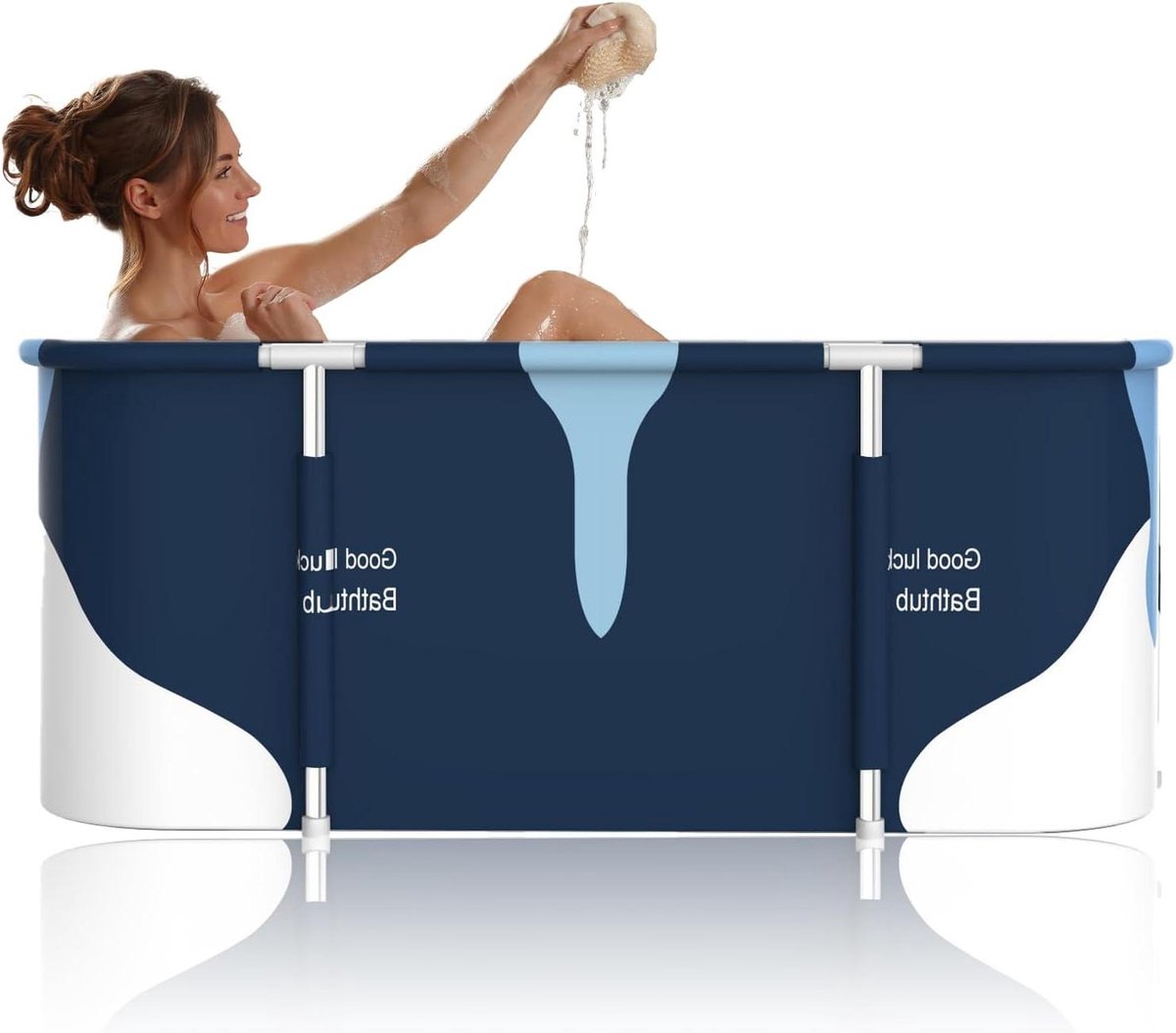 Draagbare Badkuip - Opvouwbaar SPA - Ontspanning Thuis - Extra Groot Formaat - 140 cm Lengte - Wit Blauw