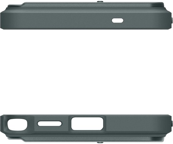 Zijaanzicht van een donkergroen hoesje voor Samsung Galaxy S26 Ultra met knoppen en poorten.