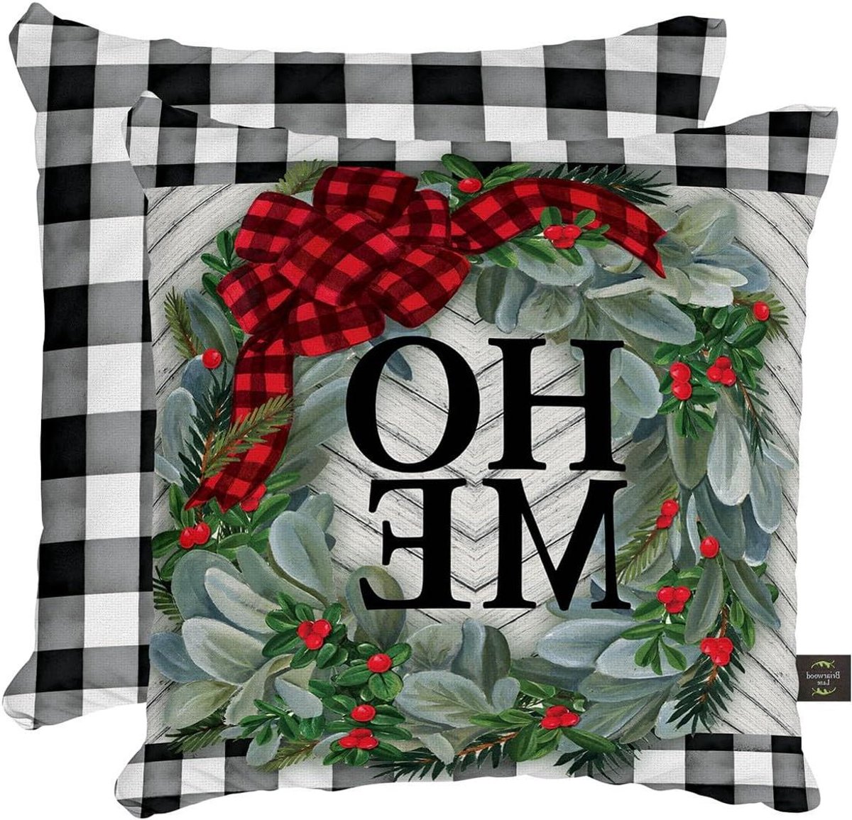 Decoratief Kussen - Buiten Kussen - Buiten Zitten - Weerbestendige Hoes - 43 x 43 cm - Winter Krans
