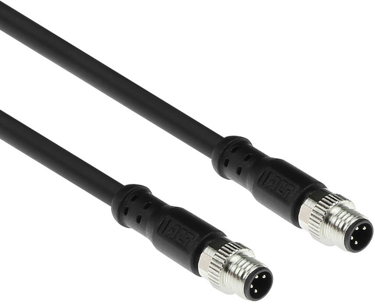 ACT SC3106 Industriële Sensorkabel | M8A 4-Polig Male naar M8A 4-Polig Male | Ultraflex Xtreme TPE kabel | Afgeschermd | IP67 | Zwart | 5 meter