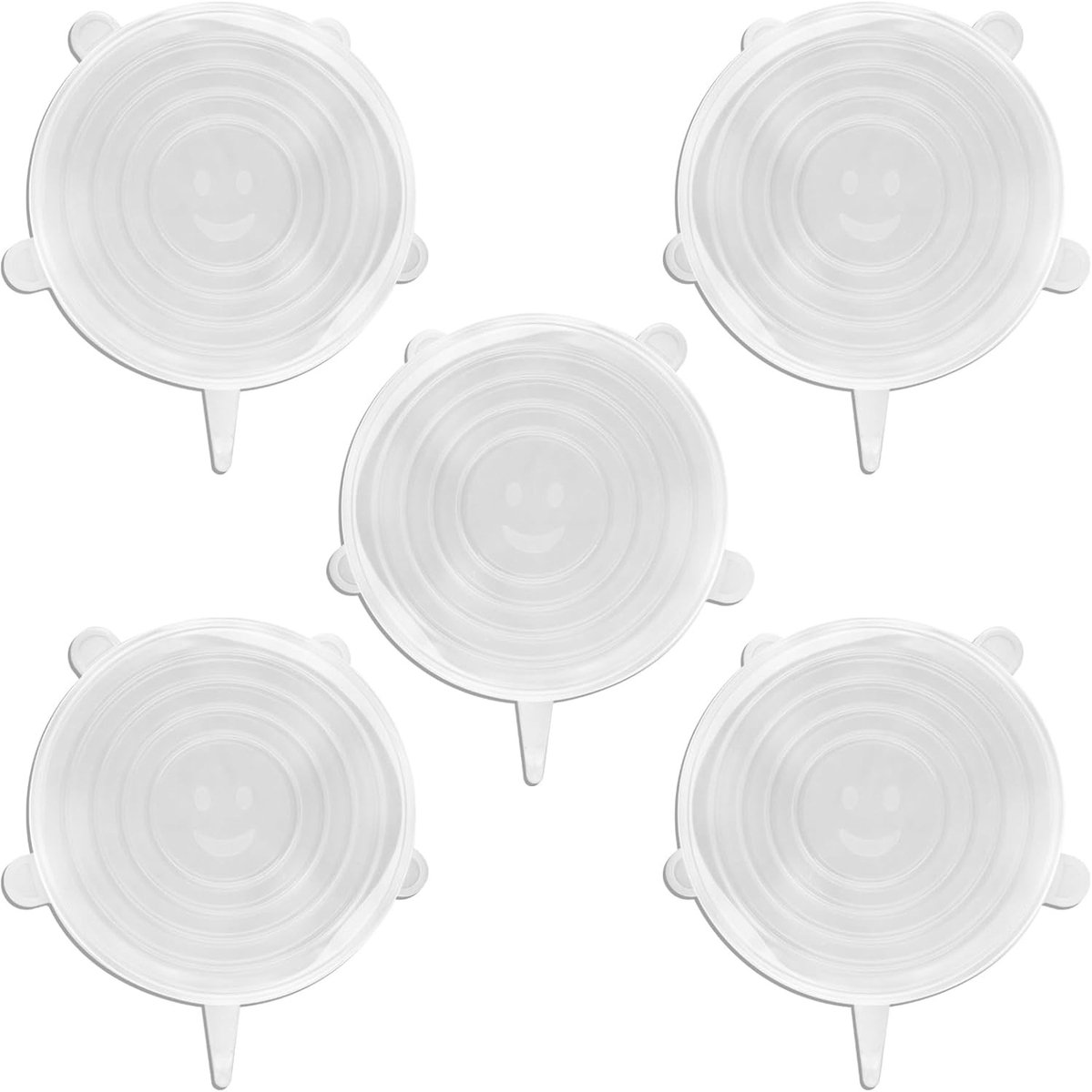 5 Stuks Silicone Stretch Dekselset, Herbruikbare Voedselafdekkingen, Uitbreidbare Siliconen Lids voor Diverse Vormen en Maten