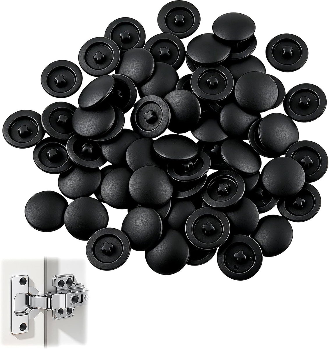 50 Stuks Zwarte Schroefkapjes van 12 mm - Decoratieve Snap-in Afdekkapjes voor Meubels, Kasten en Planken, Ideaal voor Afwerking en Bescherming