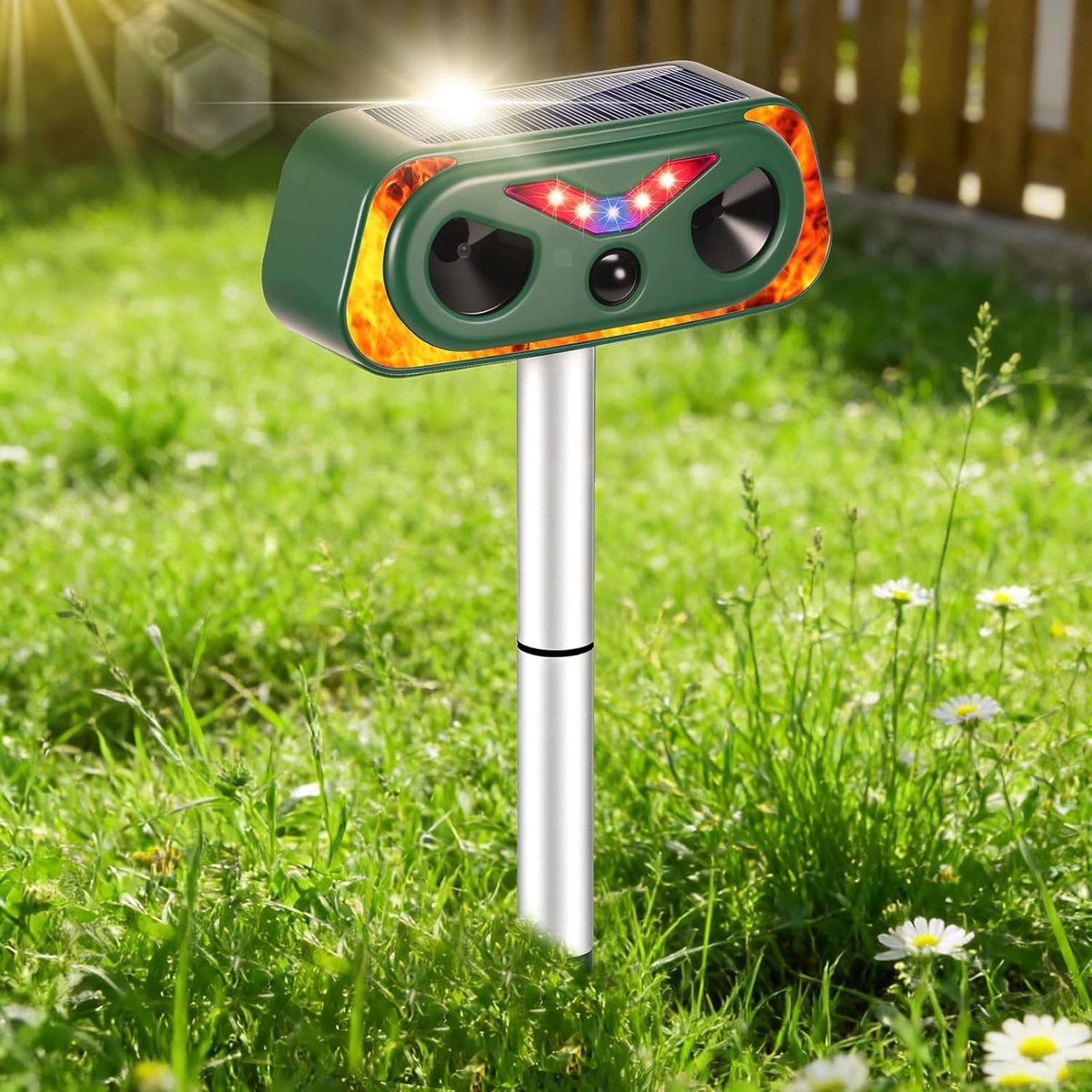 Ultrasoon kattenafweermiddel op zonne-energie met PIR-sensor, waterdicht en USB-oplaadbaar voor effectieve bescherming van tuin tegen katten, vogels en duiven