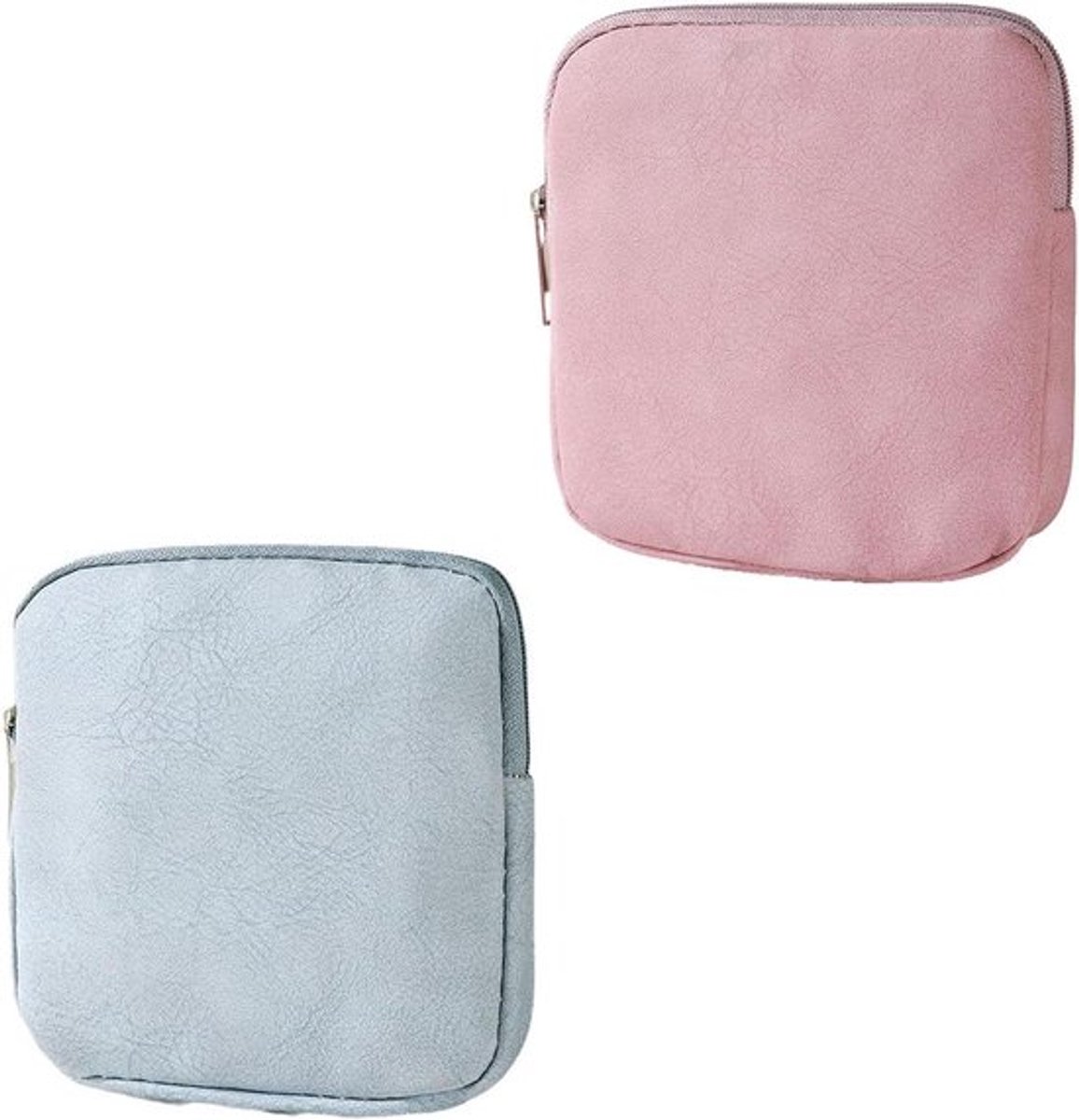 2-delige maandverbandorganizerset | Opbergzakjes met ritssluiting voor vrouwelijke hygiëneproducten | Compacte reistas voor school werk en onderweg | roze en blauw | hygiëne producten | reis accessoires