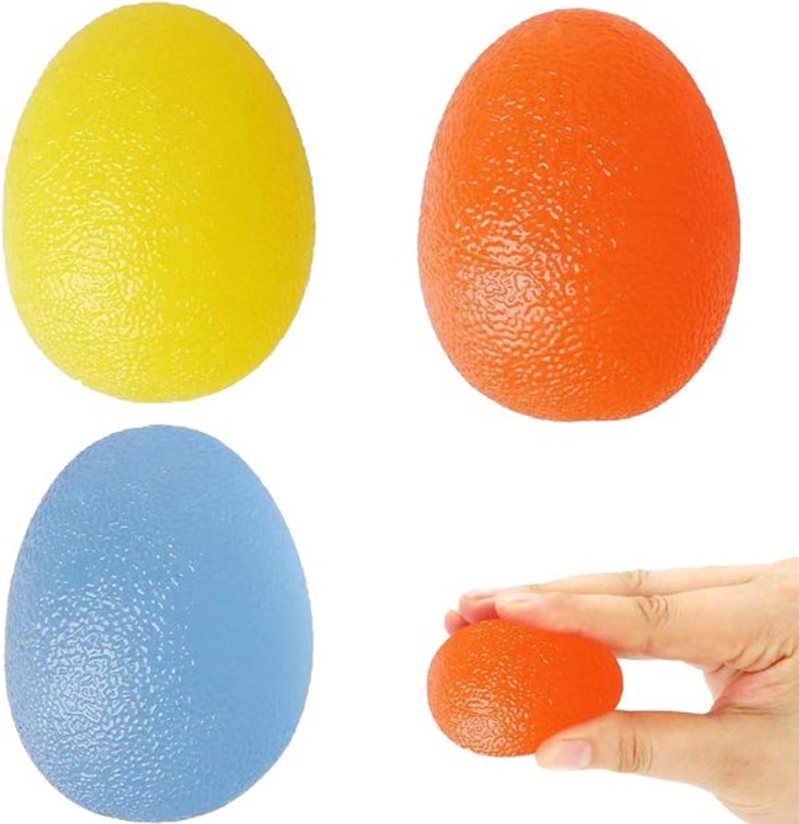 Pack van 3 Hand Therapie Ballen - Hand Oefening Bal Set voor Vingers - Anti-Stress Ballen - Knijpballen - Hand en Vinger Trainer - Stressverlichting