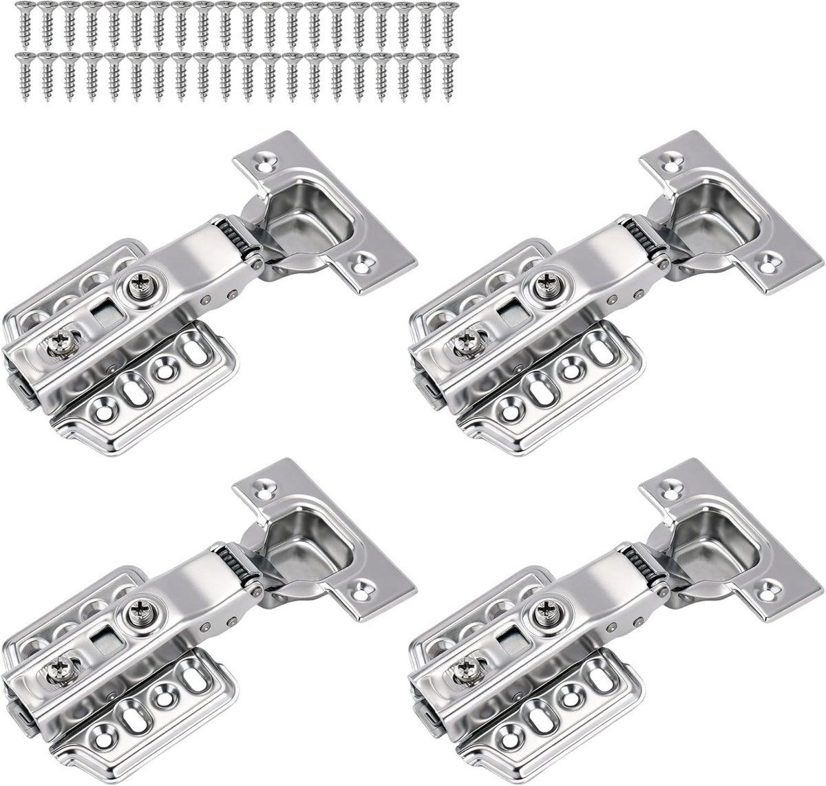 3D Inserts voor Soft Close Concealed Cabinet Hinge, Verborgen Frameloze Deuren, Zelfsluitend en Verstelbaar van 45° tot 105°, RVS Koppelingen voor Keukenmeubels