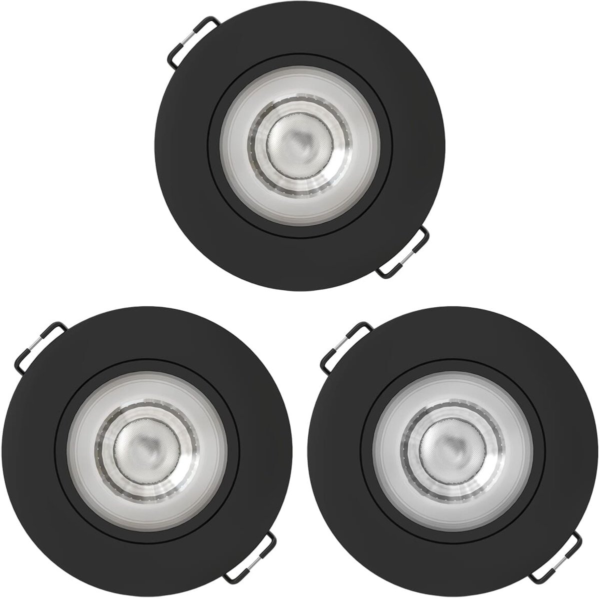 Modee LED Inbouwspot Rond Dimbaar - 4W 480 Lumen - Instelbare Lichtkleur 3000K/4000K/6500K - IP44 Ø80mm - Zwart - 3 stuks