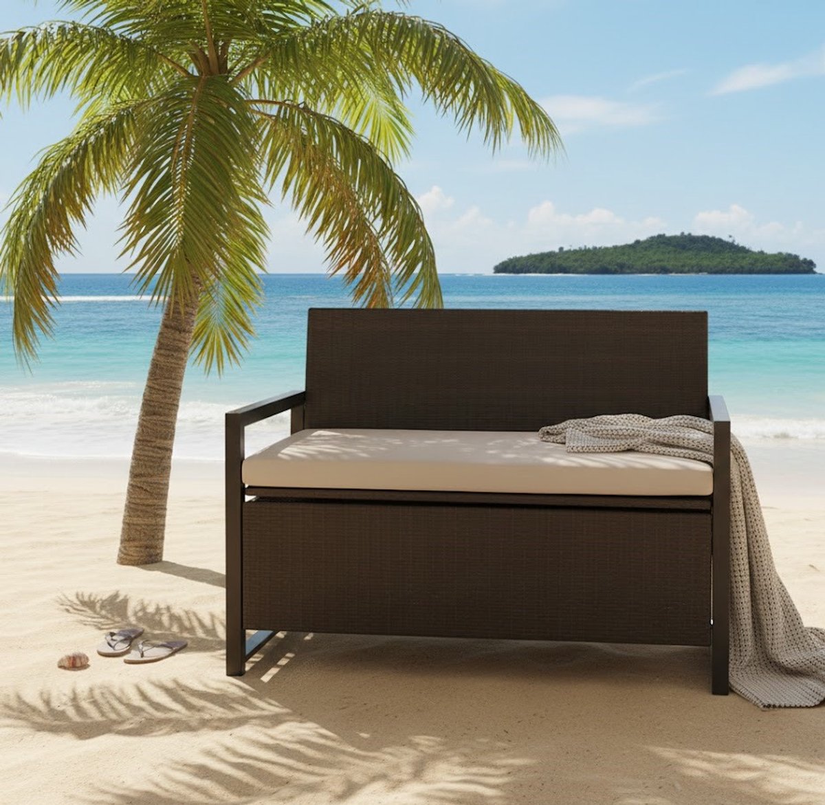 Luxe Poly Rattan Tuinbank met - Grijs - Novihome