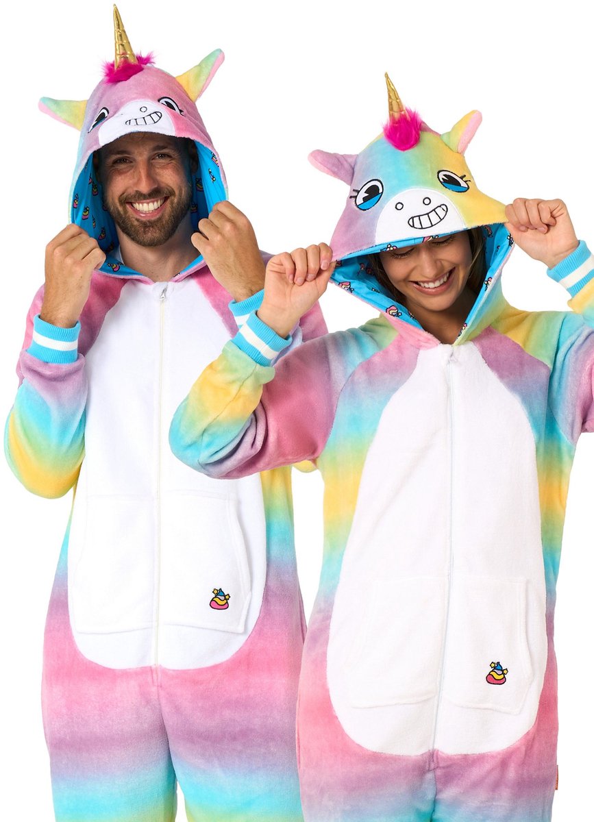 OppoSuits Eenhoorn Onesie - Unicorn Fleece Jumpsuit - Carnavalskleding - Dieren Verkleedpak Voor Dames & Heren - Multicolor - L