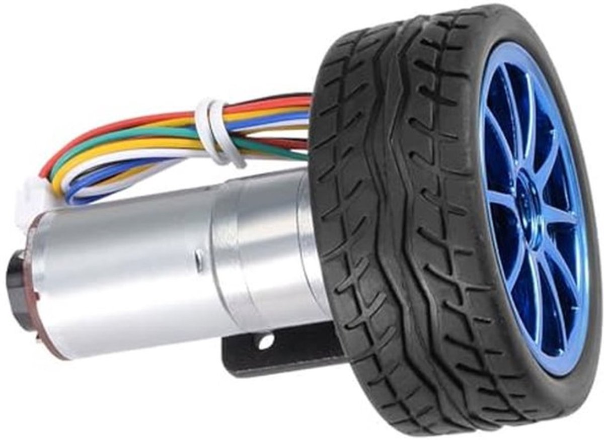 DIY Encoder-tandwiel, encodermotoren met wielset voor slimme autorobot DC12V 500RPM 2x12V DC met encoders 0 Motorbevestigingsbeugel 65 mm (snelheid 500)