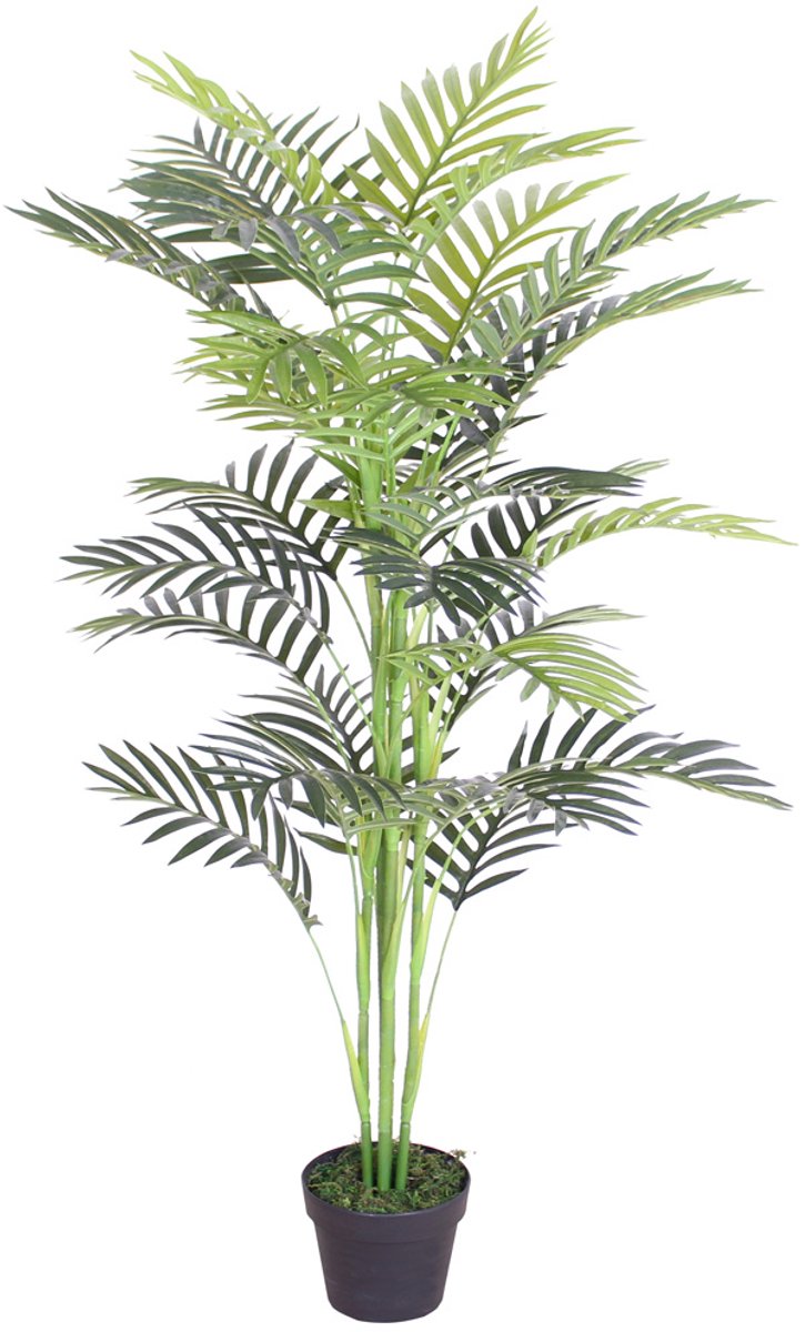 Kunstmatige palmboom, waaierpalm, decoratieve kamerplant, kunstboom in een plastic pot, 120 cm, Decovego
