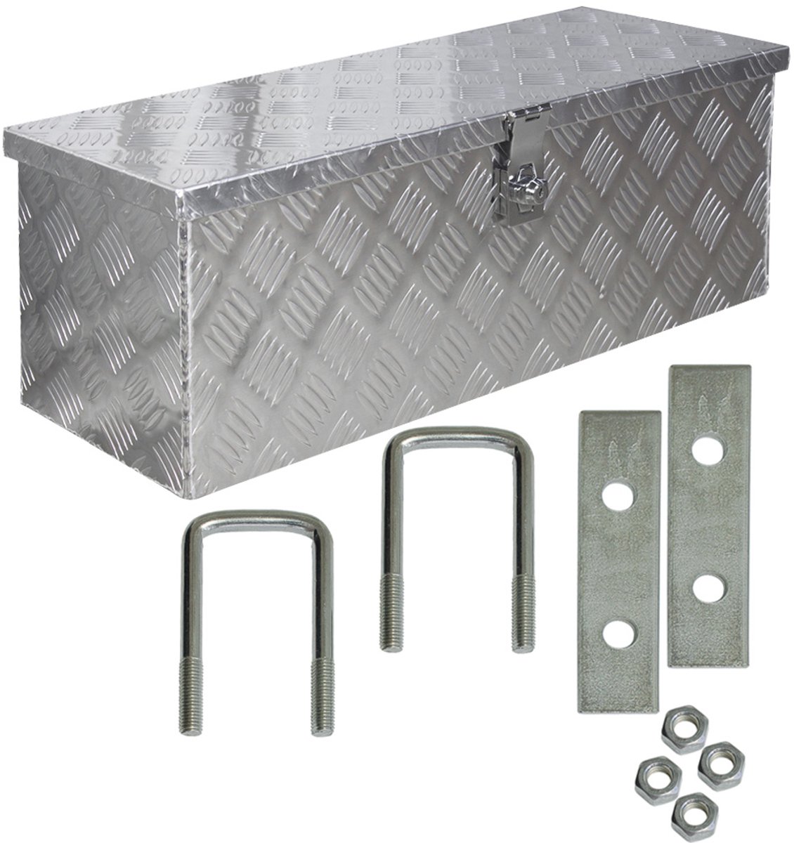 trucky Aluminium gereedschapskist voor vrachtwagens, model D050, 68 x 31 x 25 cm, afsluitbaar, robuust traanplaat, inclusief montageset, voor werkplaats, hobby en auto