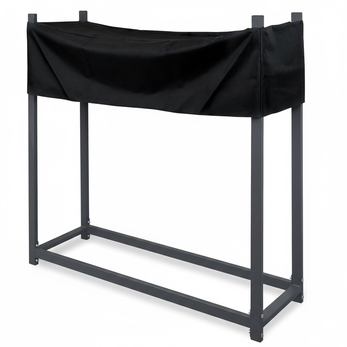Haardhoutrek – Opbergrek voor haardhout en houtblokken – Metalen houtopslag met afdekhoes – 120 x 120 cm – Antraciet V2Aox