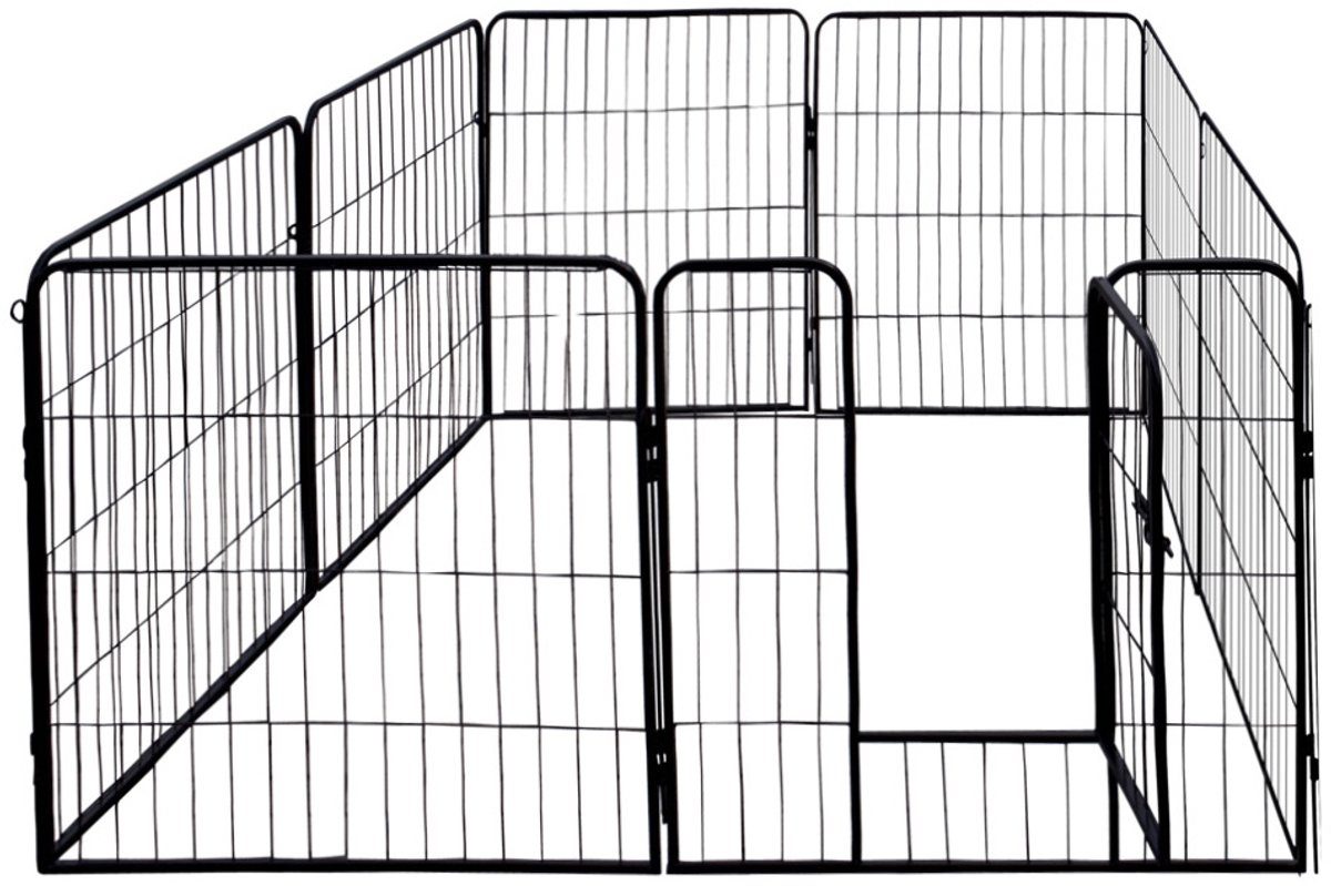 Petigi Hondenhek / Ren – Metalen rasterren voor puppy's & huisdieren – XXL buitenren voor in de tuin – 80 x 80 cm – Ook geschikt voor konijnen