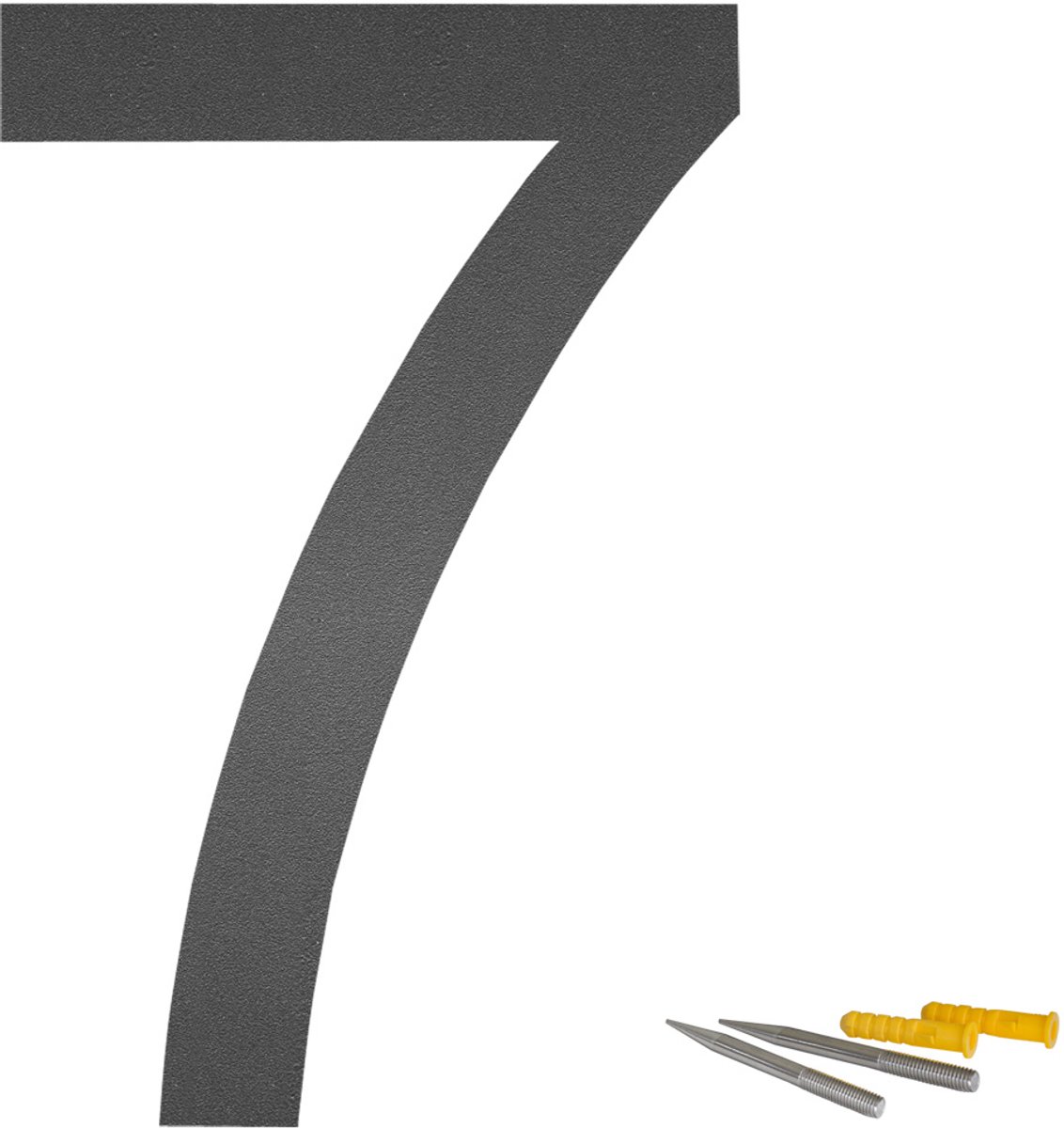 Roestvrijstalen huisnummer "7" – Huisnummerplaat – Lettertype Arial – Mat antraciet – 20 cm – V2Aox