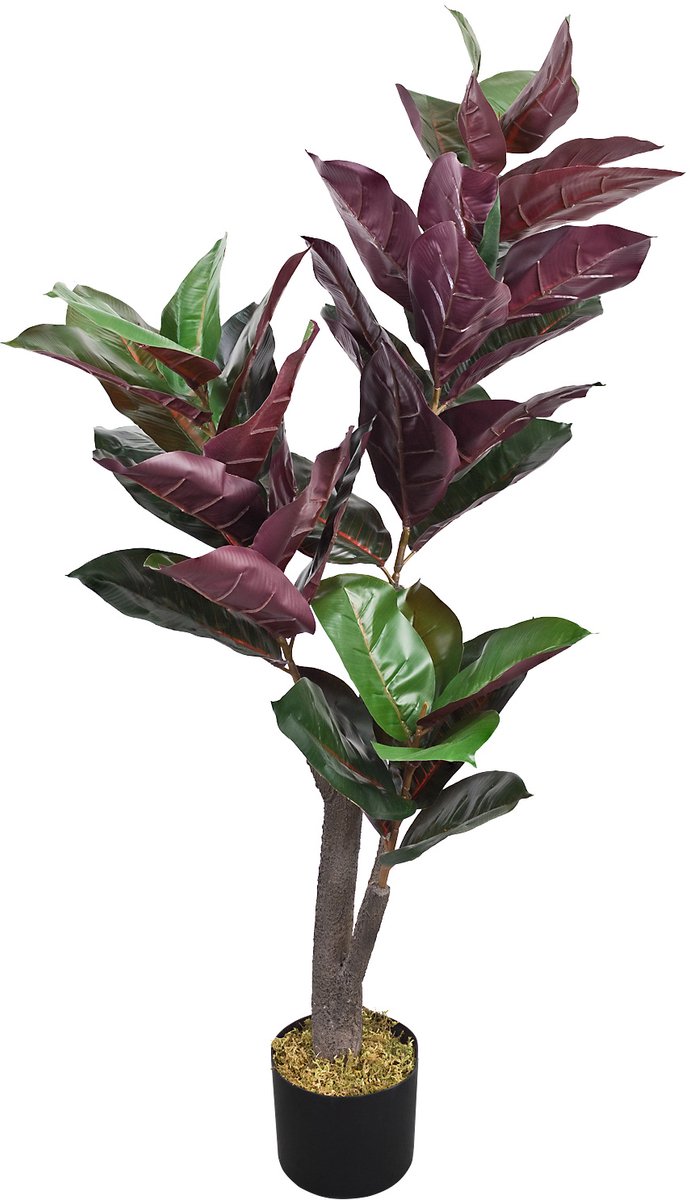 Decovego Kunstrubberboom, 110 cm Kunstplant, Robuuste Kunstplant, Levensechte Binnendecoratie, Onderhoudsvriendelijk & Allergievriendelijk