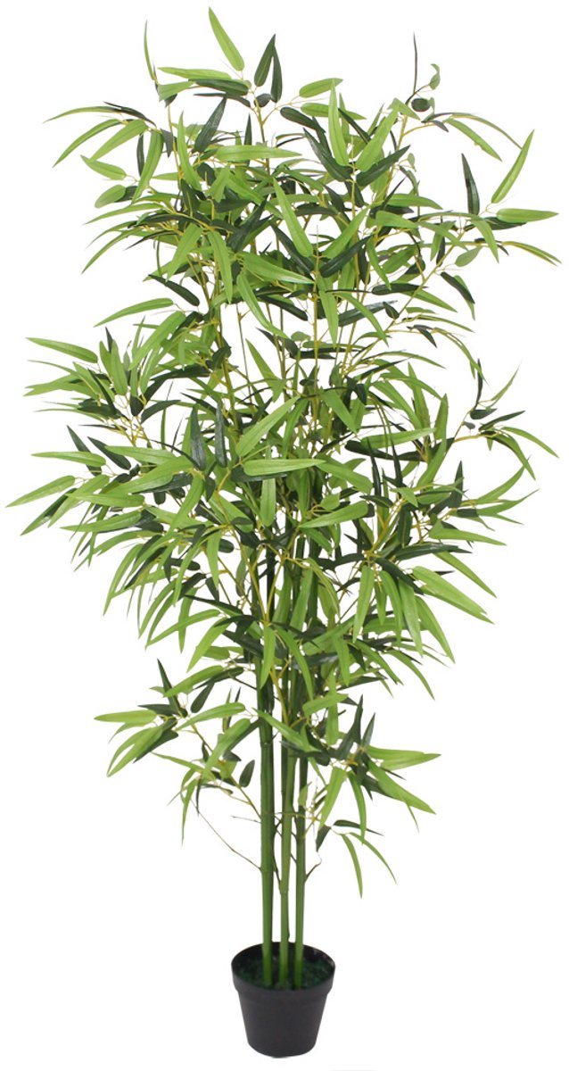 Kunstmatige bamboestruik, bamboeplant, kunstmatige bamboeboom, kunstboom, kunstmatige bamboe, echte houten stam, binnendecoratie, 150 cm, Decovego