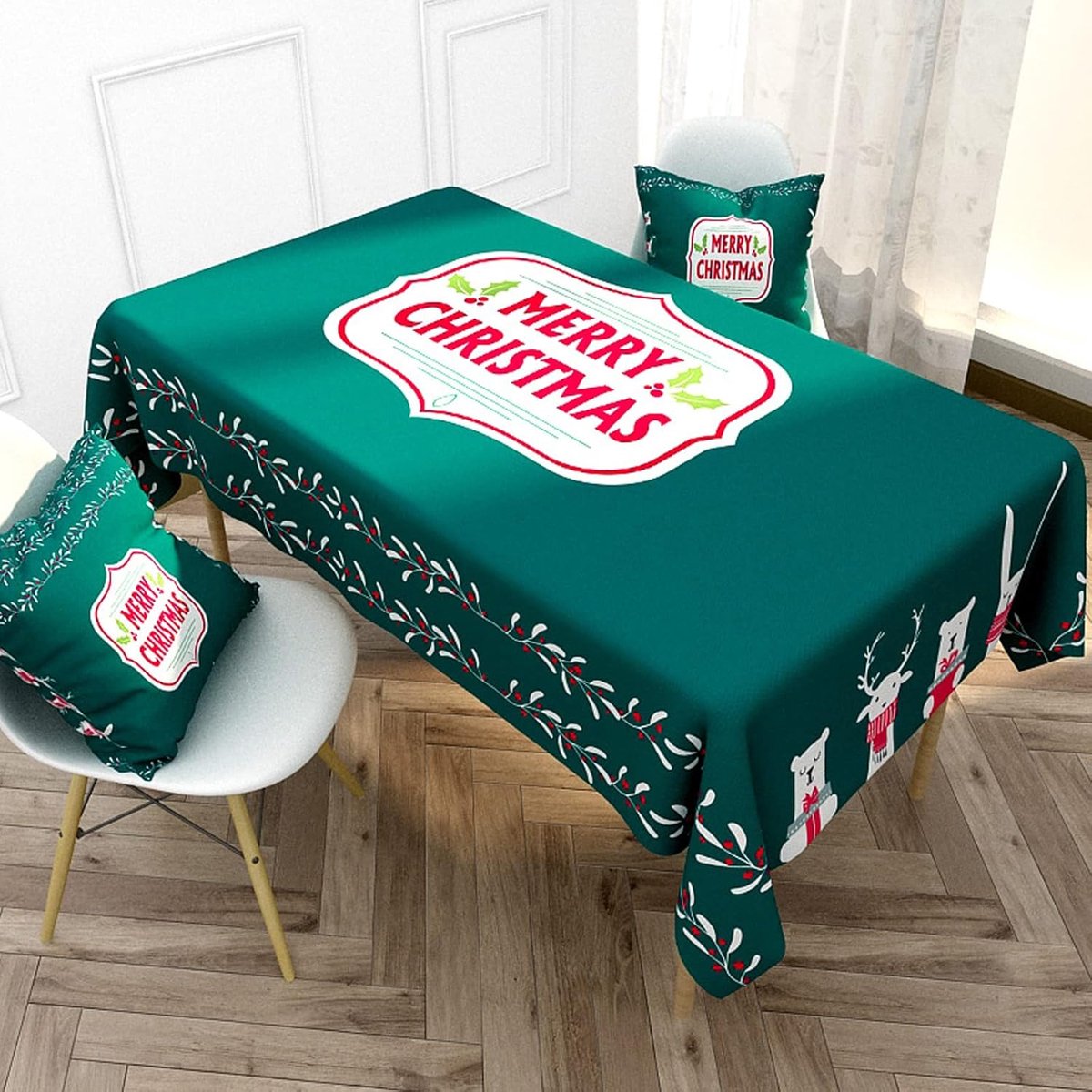 Kerst Tafelkleed - Feestelijk Kleed - Tafel Decoratie - Waterafstotende Coating - 140x180 cm - Kerstprint