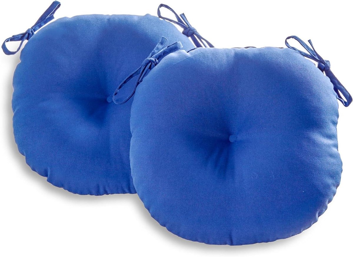 Bistro Zitkussens - Stoelkussens Rond - Buiten Zitten - Water- en Vlekbestendig - Set van 2 - Marineblauw