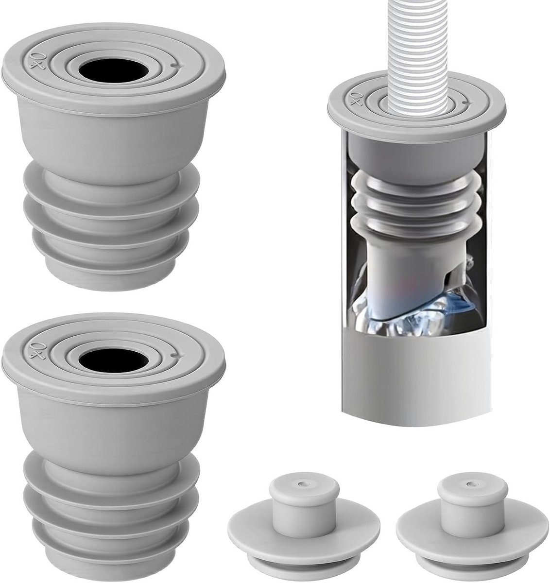 Afvoerafdichting voor wasmachine, 2 stuks, geschikt voor 35-40 mm afvoerbuis, waterdichte afsluitdop en afdichting voor afvoerslang