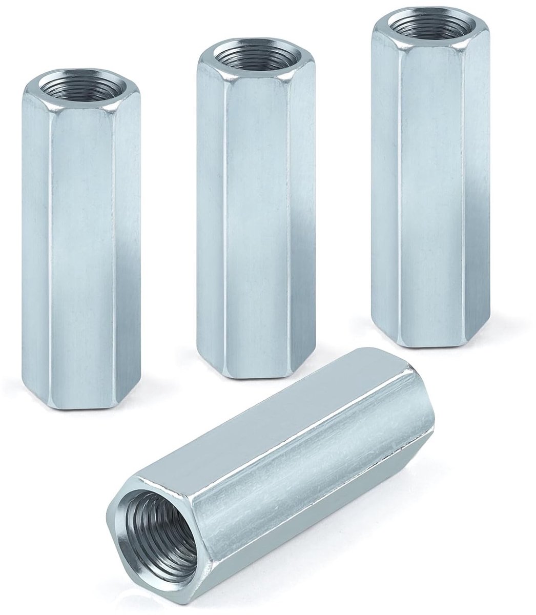 Set van 4 Lange M8 Moeren 30mm, Gegalvaniseerd Staal, Hexagon Moeren, Draadhulzen en Spacerhulzen voor Huishoudelijke en Kantoorapparatuur