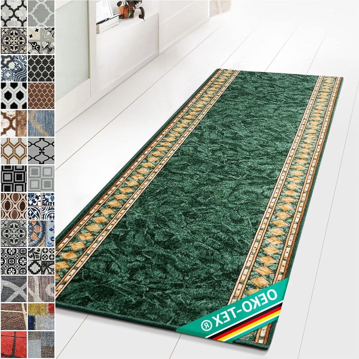 Tapijtloper op maat - Keukenloper Gangtapijt - Vloer Beschermen - Duits Kwaliteitswerk - 80 x 200 cm - Groen