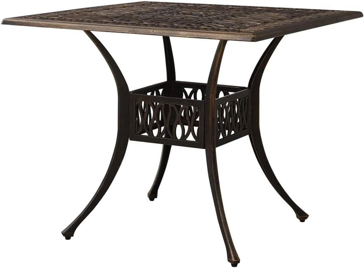 Tuintafel - Terrastafel Eettafel - Buiten Eten - Opening voor parasol - 90 x 90 x 73 cm - Brons