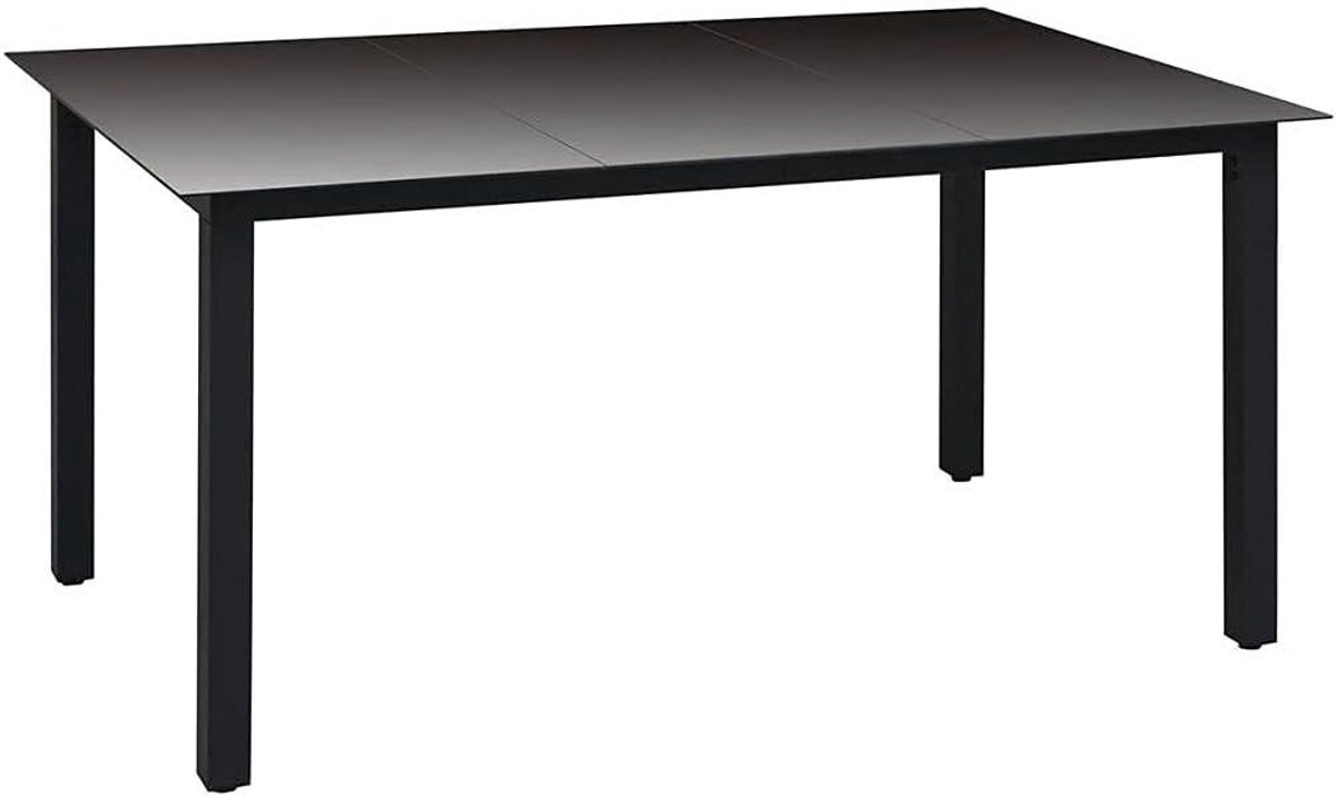 Tuintafel - Terrastafel Buitentafel - Buiten Eten - Glasplaat Weerbestendig - 150 x 90 x 74 cm - Zwart
