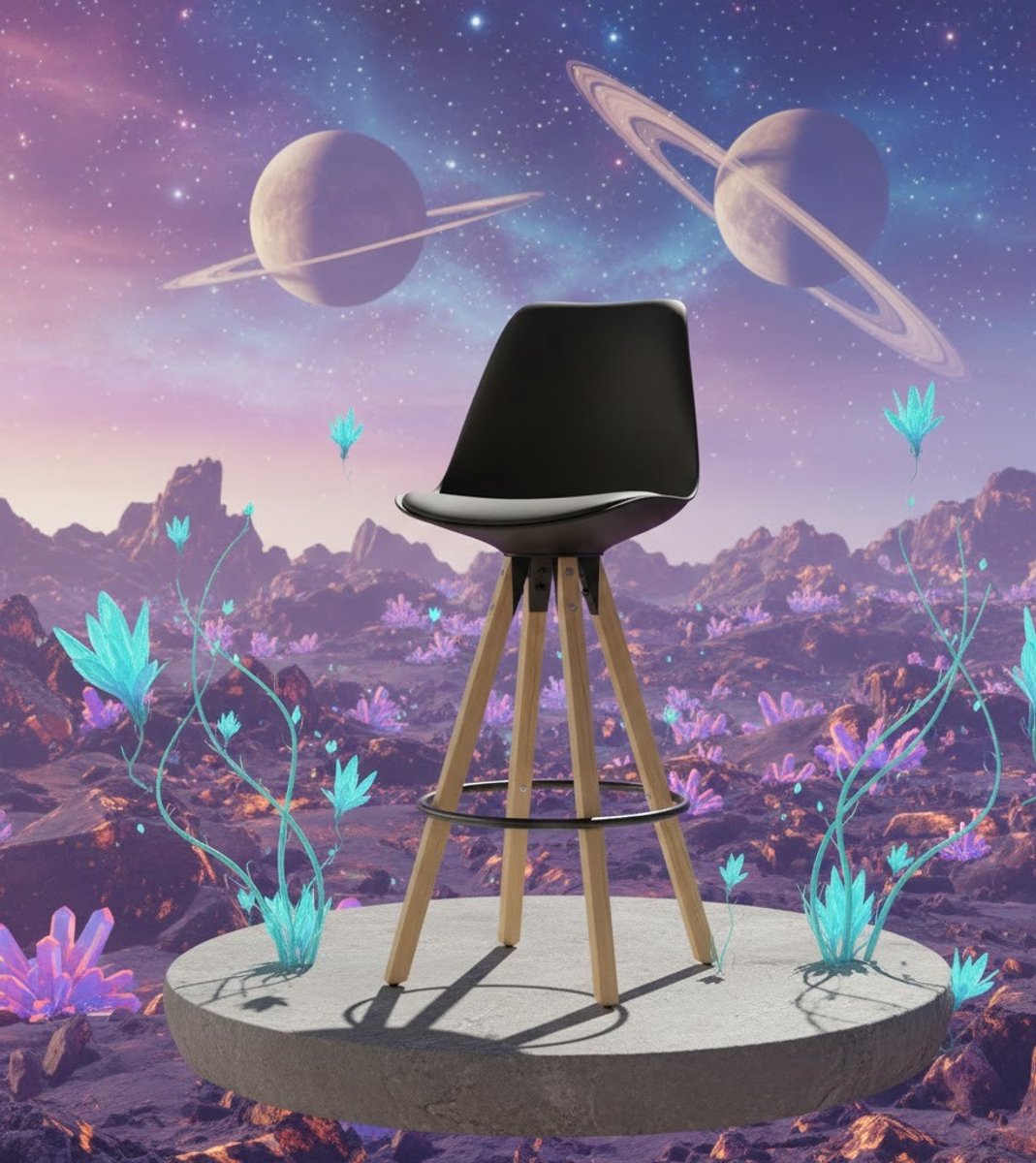Design Barkrukken Set van 2 - Hoogteverstelbaar - 360° Draaibaar - Zwart - Novihome