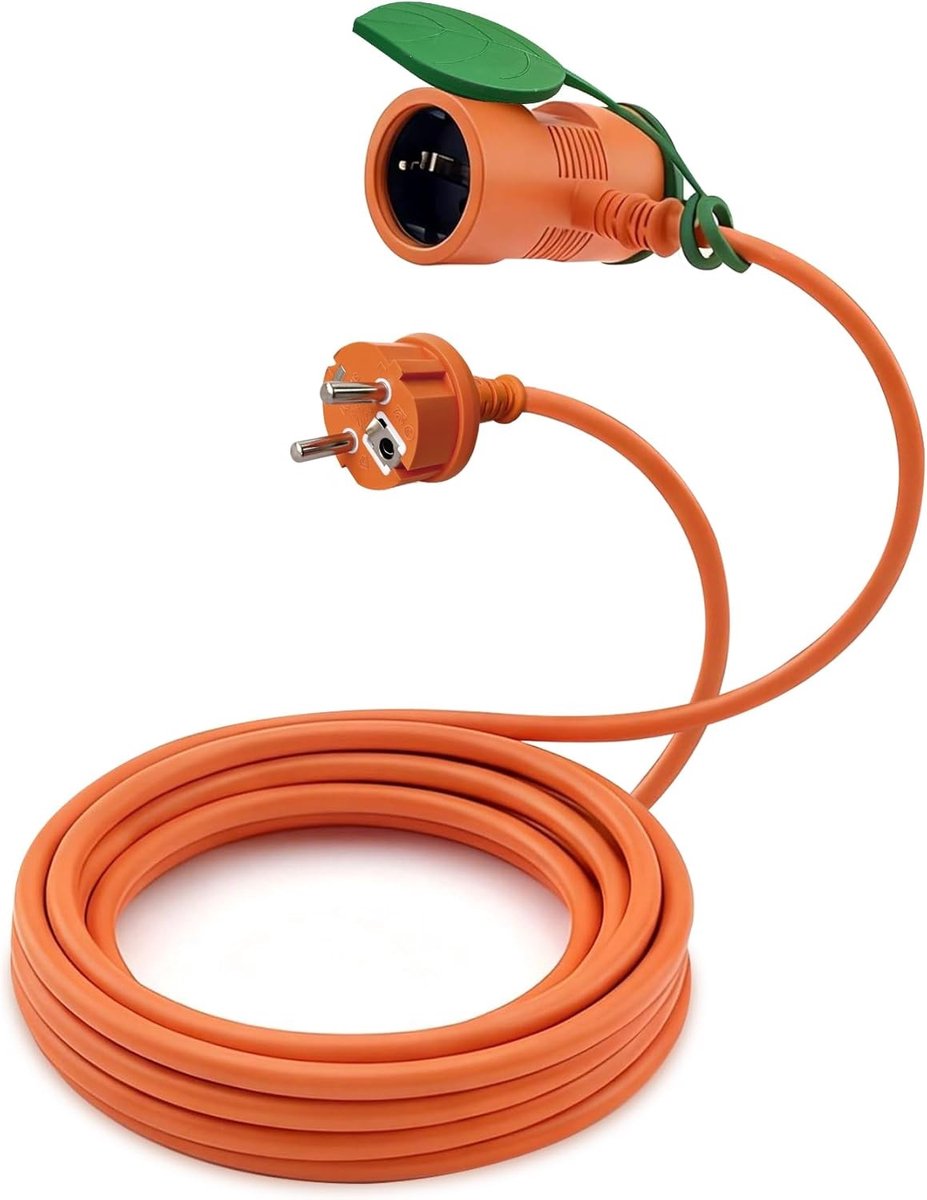 Verlengkabel voor buitengebruik - Oranje - IP44 Water- en stofbestendig - Vorstbestendig - Voor Tuin en Bouwplaats