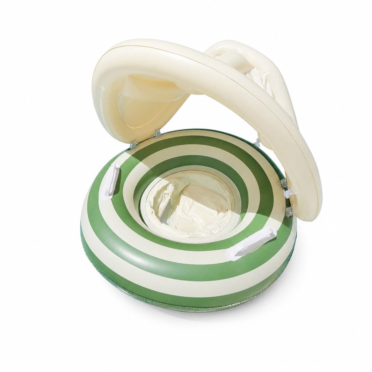Baby Zwemband met Zonnekap - Opblaasbare Zwemzitje voor Baby en Peuter - Veilig Zwemhulpmiddel met Afneembaar Zonnescherm - Groen