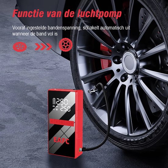EAFC 4000A Autostartaccu met Bandenpomp – Draagbare Luchtcompressor 20000mAh, 150PSI, Snel opladen voor Benzine-motoren tot 6.0L en Diesel-motoren tot 4.0L - Sinterklaas cadeau auto — afbeelding 4