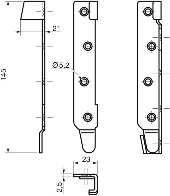 Set van 4 bedbeslagen, bedverbinders voor lattenbodem, meubelverbinders, complete set om te schroeven, 145 mm — afbeelding 3