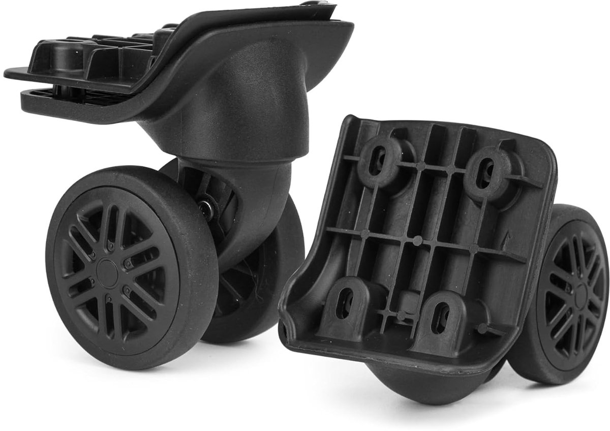 1 paar reservewielen, kofferwielen, reservewielen voor koffer, Travelite, bagage, reiskoffer, zwart, zwart-gu044b