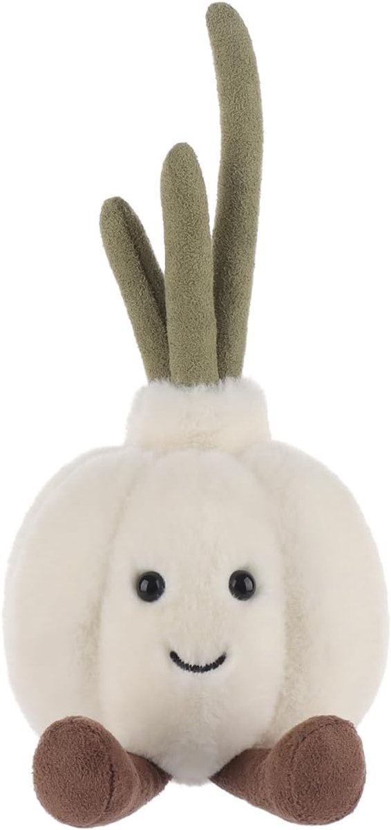 Lamb Heerlijke knoflook pluche dieren voor kinderen, zacht schattig knuffeldier voor baby's, meisjes en jongens, pluizige groente, knoflook, wit, 18 cm