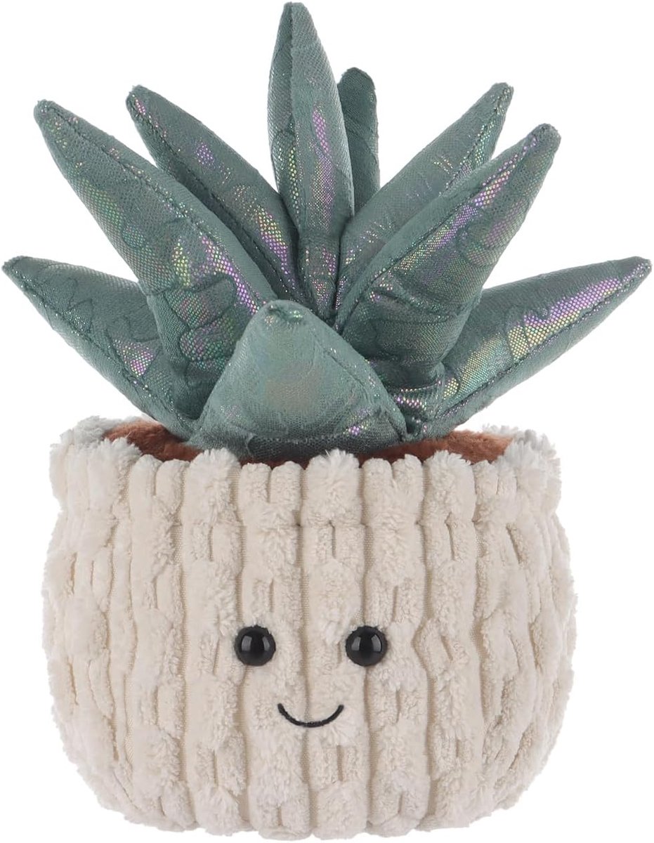 Lamb Pluche aloë plant voor kinderen, zacht schattig knuffeldier voor baby's, meisjes en jongens, pluizige aloë plant, groen, 21 cm