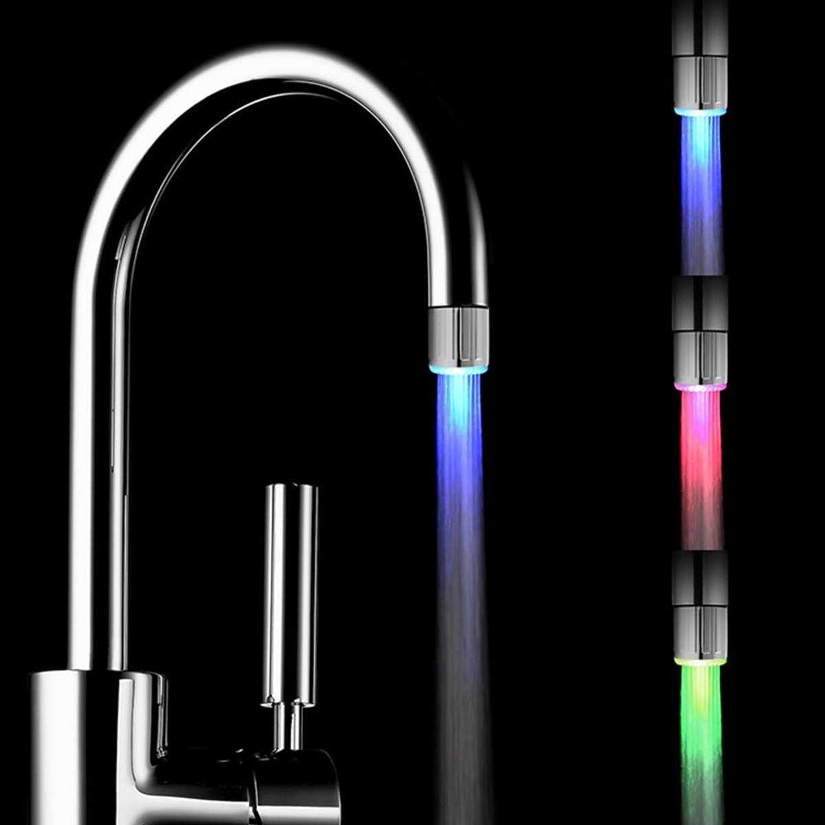 Kraan met 3 kleuren veranderende temperatuurregeling, RC-F03 Waterstroom kraan Tap voor keuken en badkamers.