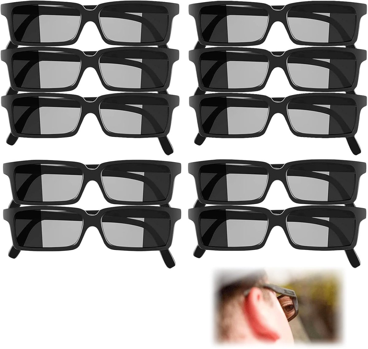 10 stuks Agent bril, achteraanzicht, detective zonnebril, geheimagent spybril voor kinderen en volwassenen, verjaardagsfeest, agentenfeest, cosplay (zwart)
