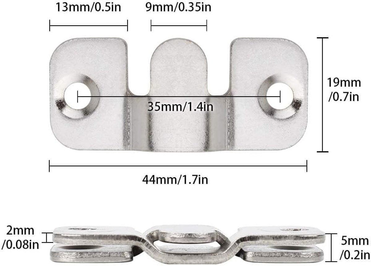 haak voor fotolijst, meubelconnector, inbouwhouder, wandhanger van robuust metaal, voor bevestiging van tafel, afbeelding of spiegel (10 paar)